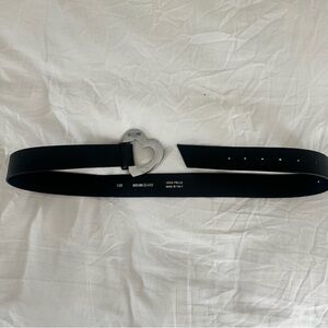 Moschino Jeans Black Leather Heart Buckle Belt
